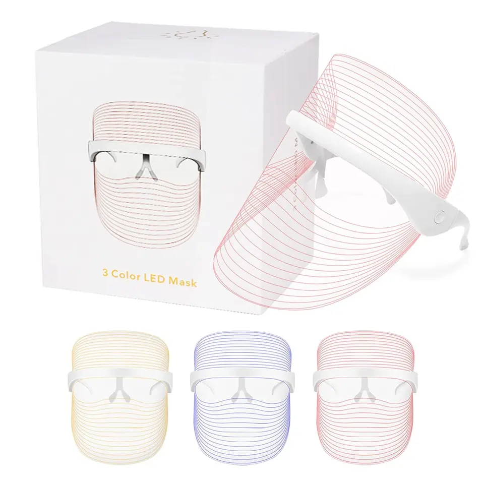 Transparent 3-Color LED Facial Beauty Mask