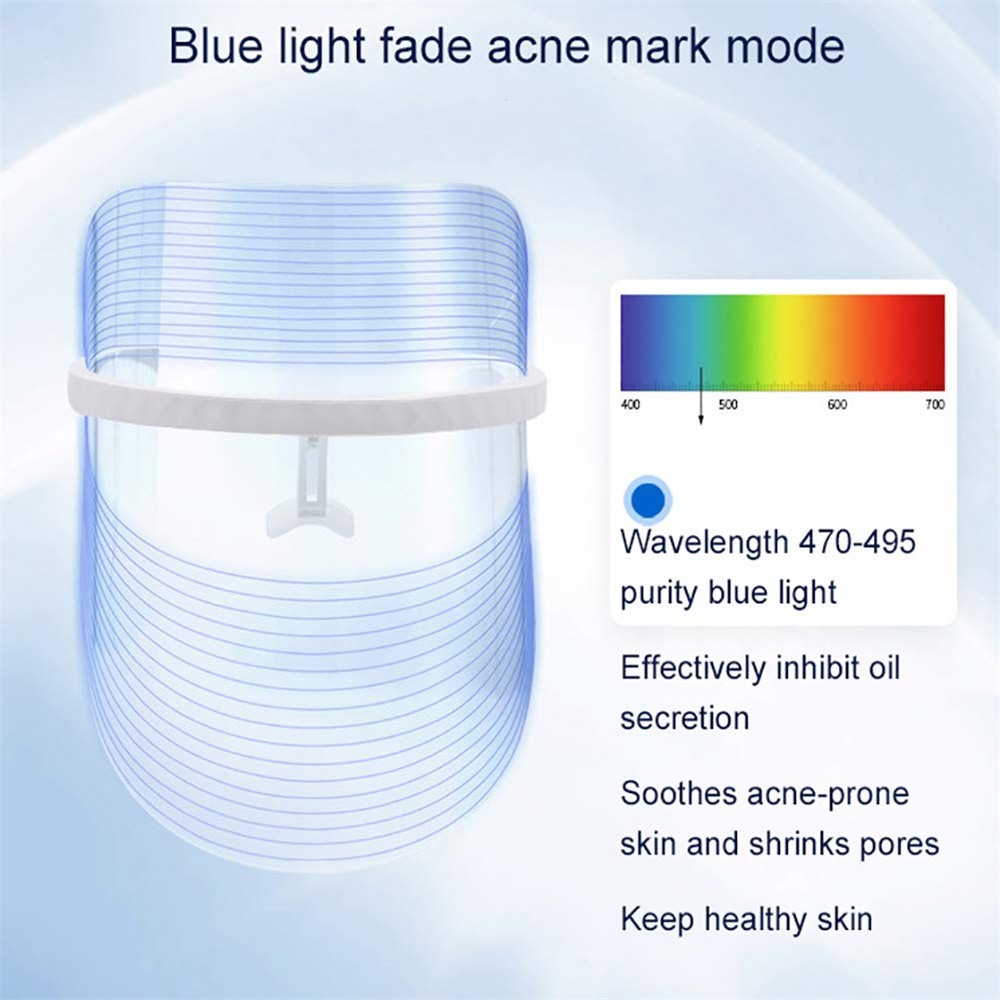 Transparent 3-Color LED Facial Beauty Mask